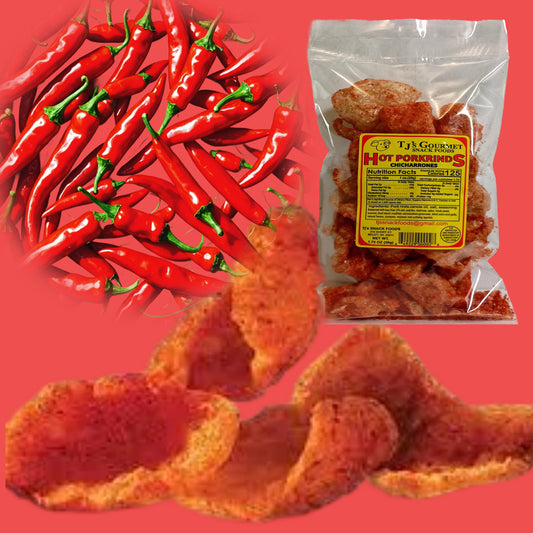 TJ's Gourmet Smokin' Hot Pork Rinds - Case of 12